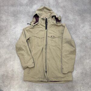 Oakley Rain Jacket Mens Large Tactical Tech Outdoor Ski Coat, Beige